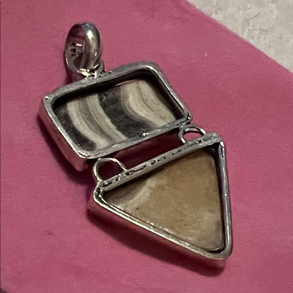 Elegant Silver 925 zebra Jasper and agate pendant - Picture 7 of 9